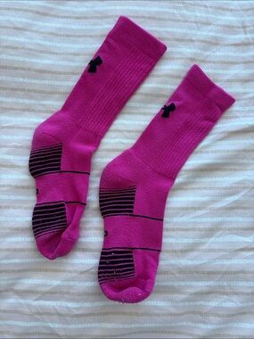 Under Armour Women’s Athletic Crew Socks in Hot Pink with Black Accents